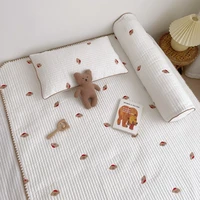 korean quilted baby sheets dog embroidery cotton baby crib sheet for baby cot sheets baby bed linen moses basket cradle sheets
