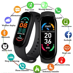 m5 m6 smartwatch men women smart band sports fitness smart watch bluetooth pedometer heart rate music tracking for android ios free global shipping