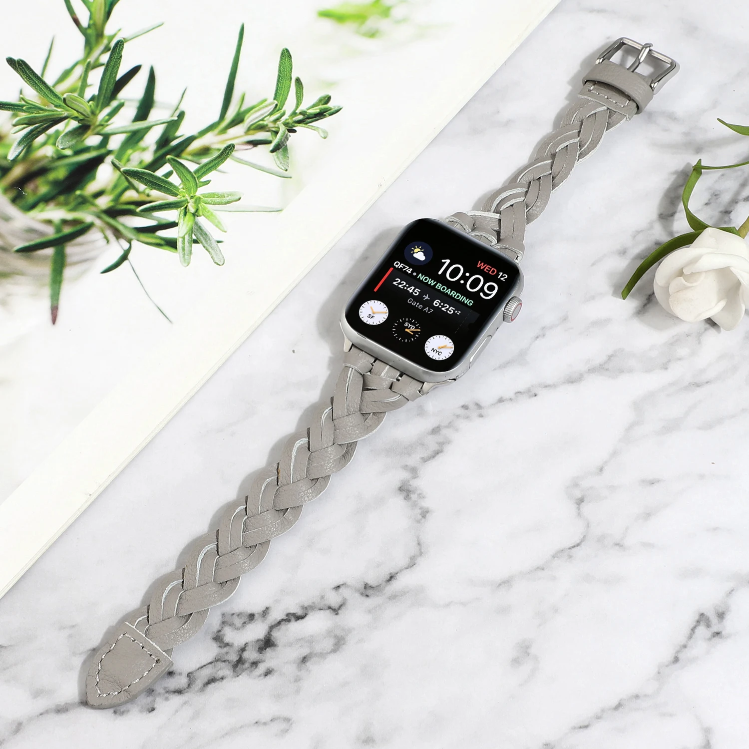 

For Apple Watch Band 42mm 44mm 38mm 40mm Series 6 SE 5 4 3 iwatch Strap Braided Leather Correa Belt Bracelet.