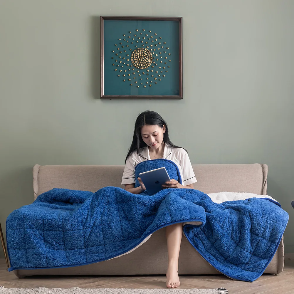 

Soft Gravity Carpet Weighted Blanket Decompression Rug Quilt Sleep Aid Pressure Helper for Anxiety Insomnia Stress Adult Gifts