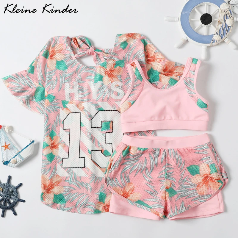 Детский купальник из 3 предметов для девочек UPF50|Купальные костюмы| |