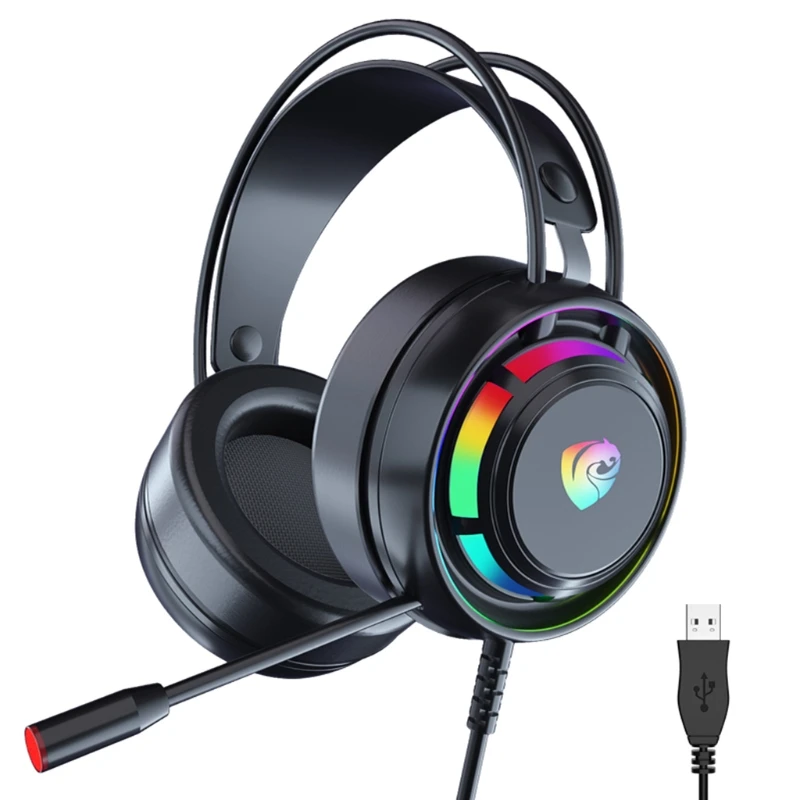 

KX4A RGB Light Gaming Headset Surround Stereo Sound Earphone Soft Earmuffs Powerful Ergonomic Design Comfortable to Wear