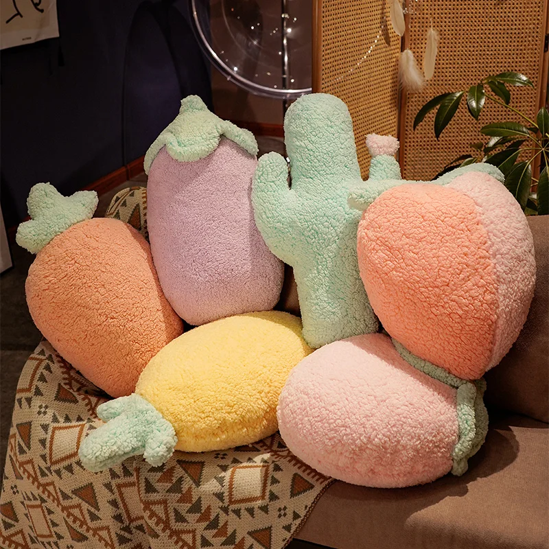 New Subsection Cactus Pineapple Fruit Plant Hair Toy Puppet Bolster Strawberry Eggplant Hermit Palm Peach Strawberry Strawberry