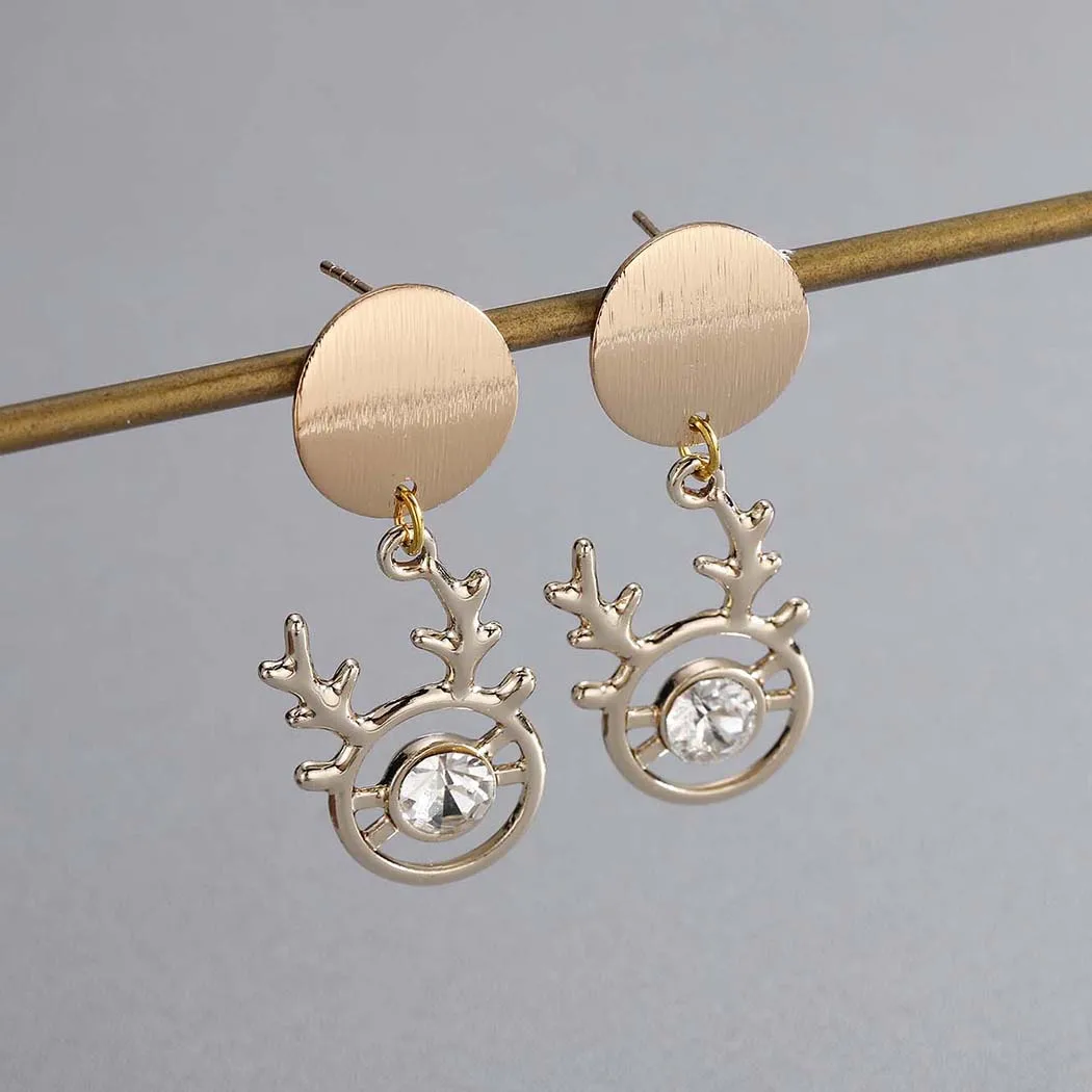 Cxwind винтажные хрустальные серьги-подвески в форме головы оленя золотого цвета