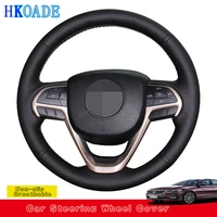 customize diy genuine leather car steering wheel cover for jeep cherokee grand cherokee 2014 2015 2019 2020 car interior
