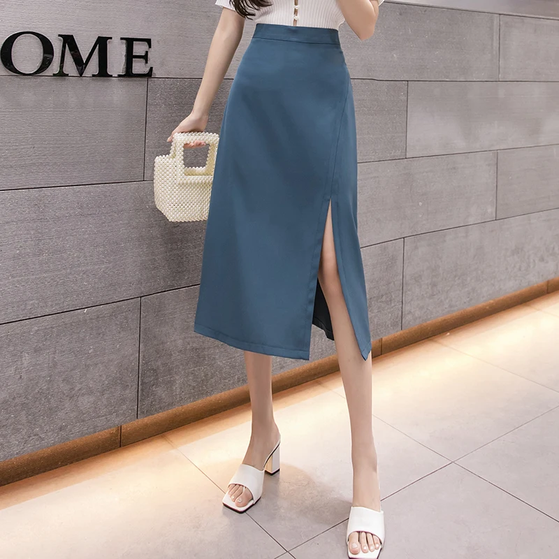 Юбка-карандаш TingYiLi женская с завышенной талией Офисная трапециевидная Юбка-миди