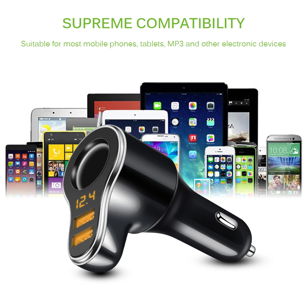 Автомобильное зарядное устройство 3 1 а с двумя USB мини портами для быстрой