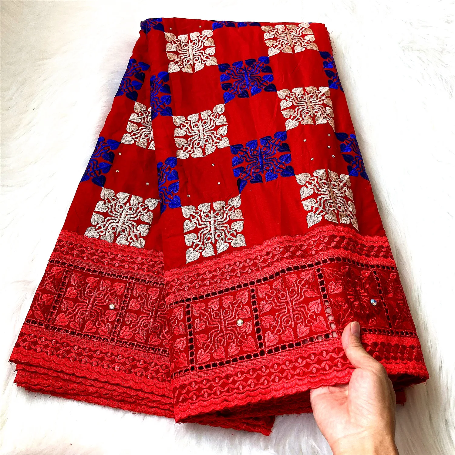 Красивая африканская швейцарская вуаль кружевная ткань 100% Хлопок Вышитая 2021