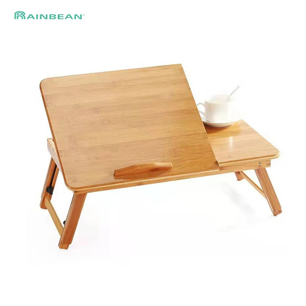 Регулируемый Бамбуковый стол для ноутбука и планшетов полка спальни наклонная