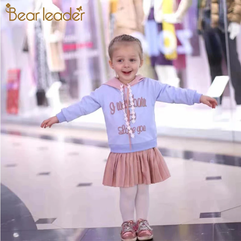 Bear leader/платье для девочек; Новинка года; весеннее повседневное детское платье трапециевидной формы в полоску с оборками и длинными рукавами для От 3 до 7 лет
