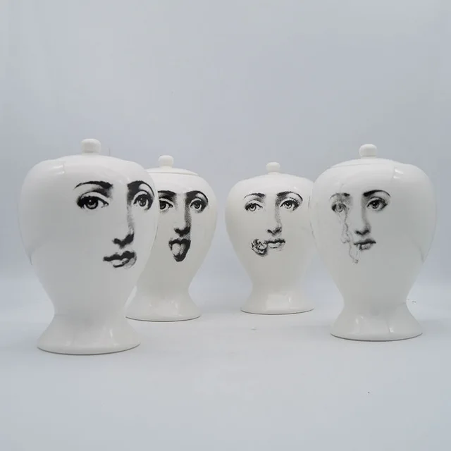 Креативная керамическая банка для хранения Fornasetti кухонный пищевой контейнер банка для конфет Маленькая ваза для гостиной настольные декоративные аксессуары