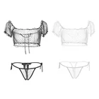 Комплект нижнего белья из шелка, с кружевами и коротким рукавом