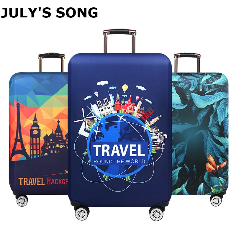Плотный защитный чехол для багажа JULY'S SONG, защитный чехол для чемодана на колесиках, эластичный чехол для чемодана 18-32 дюйма
