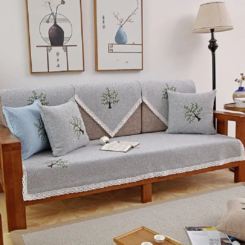 Простой чехол для дивана нескользящий съемный гостиной спальни чехлы из хлопка и
