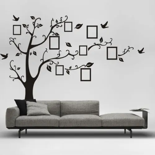 Limit 100 Large Family Photo Frame Tree Bird Quotes Wall Sticker Art Decals Big tree for photo wall stickers Home Decor | Дом и сад