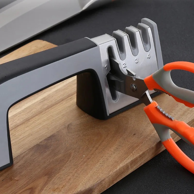 Knife Sharpener Four-Stage Manual Fixed-Angle Scissors Tool Fast Household Kitchen Gadgets Multi-Function Sharpening Stone | Дом и сад