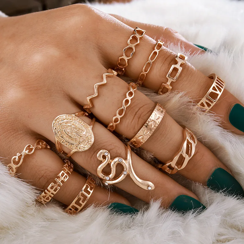 11 дизайнерских винтажных колец в стиле бохо с золотыми звездами и Луной для