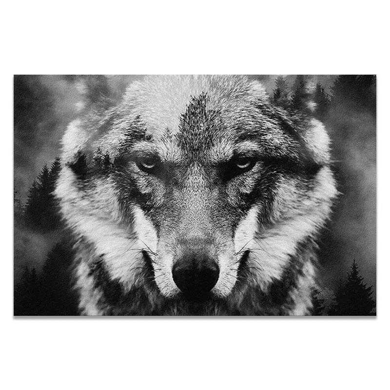 

Animal Wolf Yak and Lion Canvas Painting Wall Art Nordic Posters and Prints Wall Pictures for Living Room Decoration Frameless