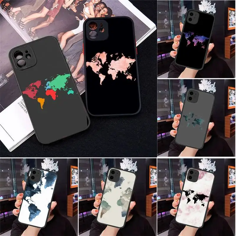 

Popular fly Plane Map Designs Phone Case Matte Transparent for iPhone 7 8 11 12 s mini pro X XS XR MAX Plus cover funda