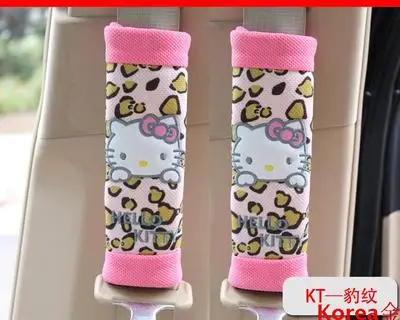 safe belt cover Автомобильные аксессуары мультфильм розовый hello kitty Руль крышка натуральный каучук здоровый дышащий Универсальный 38 см для женщин и девочек - Название цвета: safe belt cover