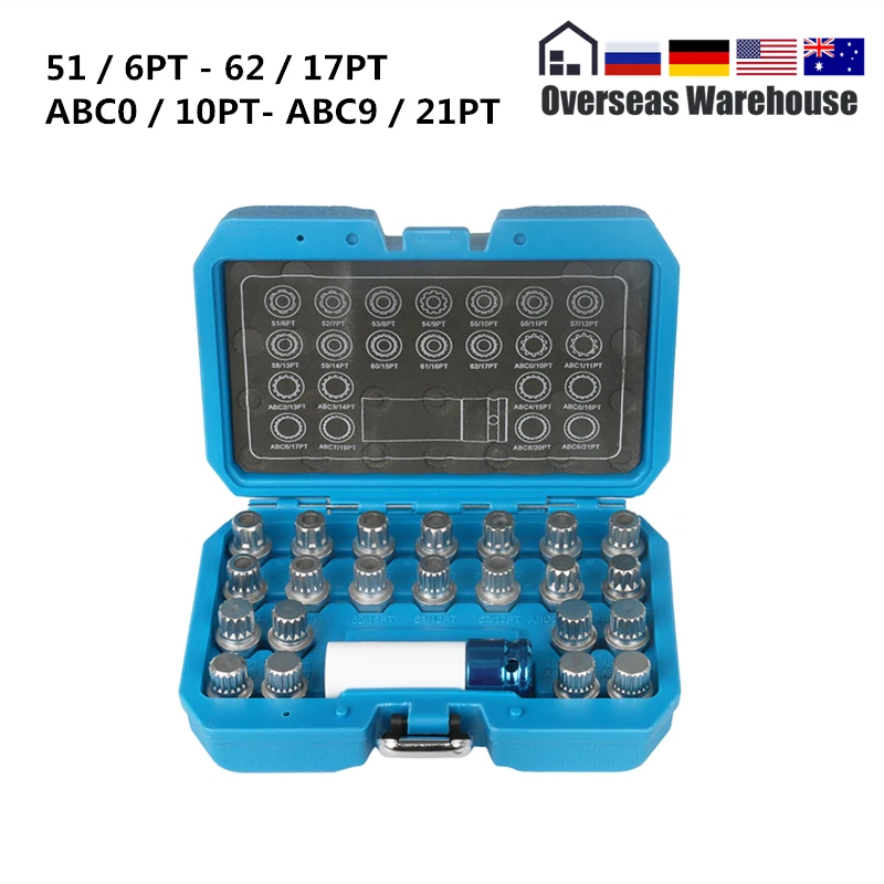 Набор ключей для удаления шурупов Lugnut с противоугонной гайкой и винтом VW AUDI