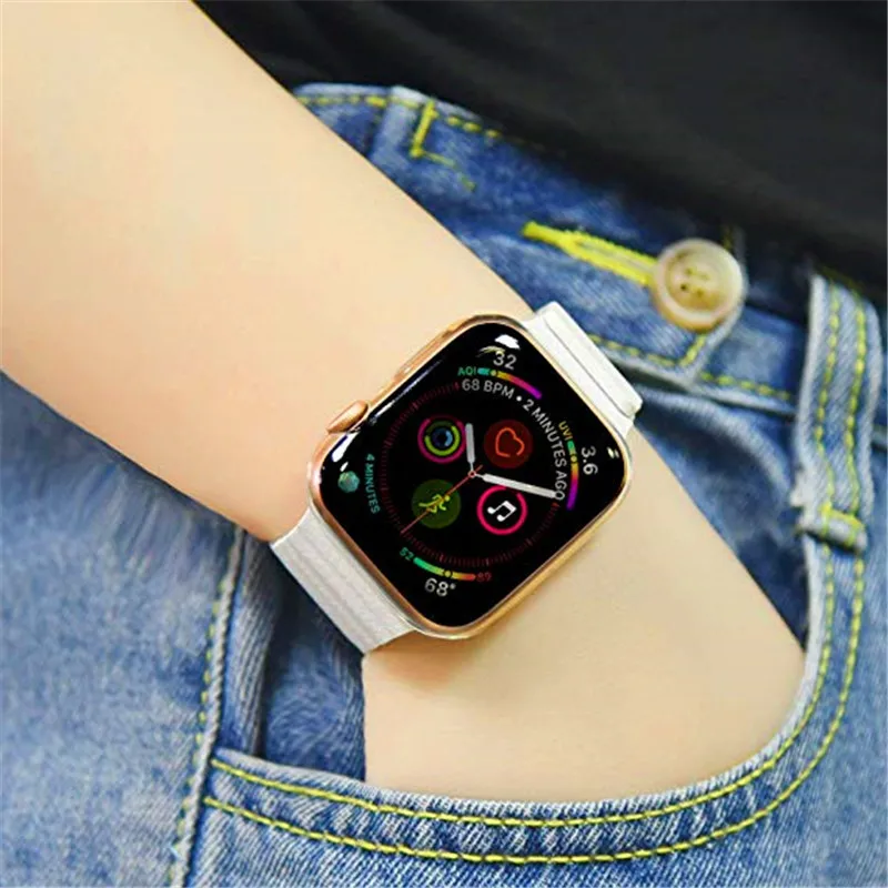 Ремешок из натуральной кожи с магнитной петлей для apple watch band 38/42 мм и для apple watch 4 44/40 мм браслет для iwatch series 3 2 1