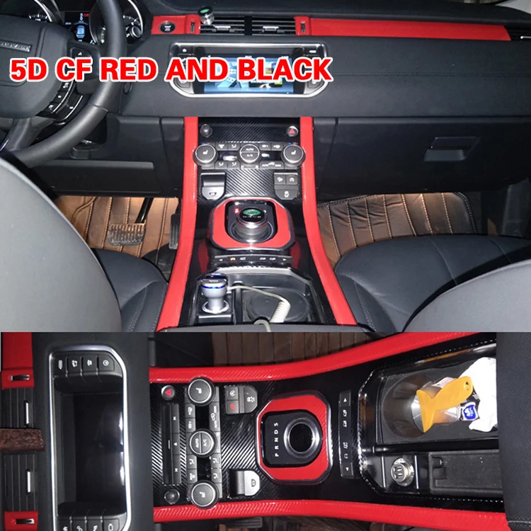 5D CF RED AND black Для Land Rover Range Rover Evoque внутренняя Центральная панель управления дверная ручка наклейки из углеродного волокна наклейки аксессуары для стайлинга автомобилей - Название цвета: 5D CF RED AND black