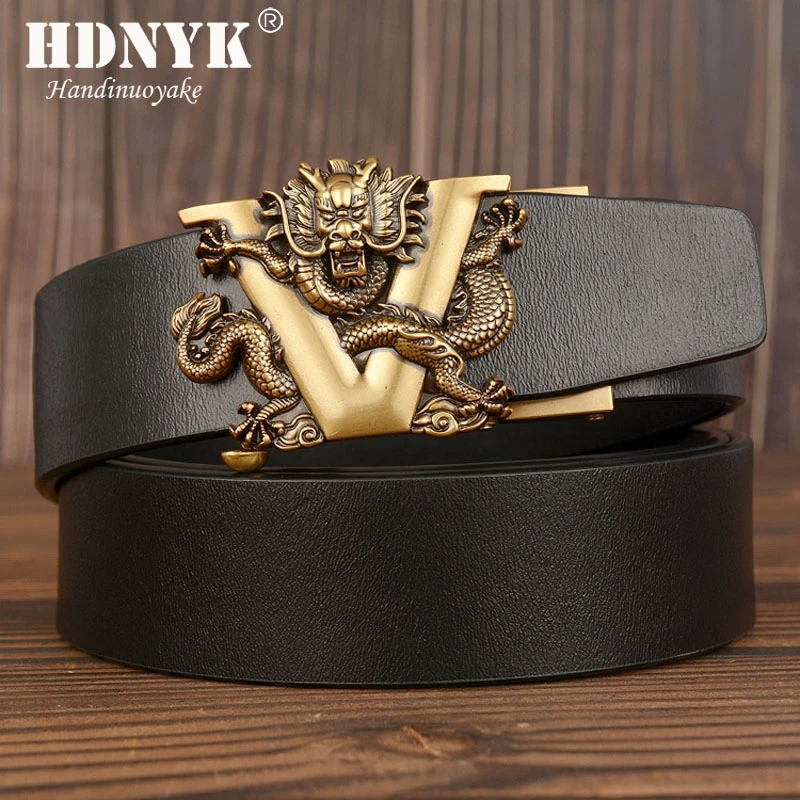 New Arrival Brand Design Genuine Leather Mens Belts Luxury Letter V Dragon Designer Buckle Belt Strap High Quality Belt For Male