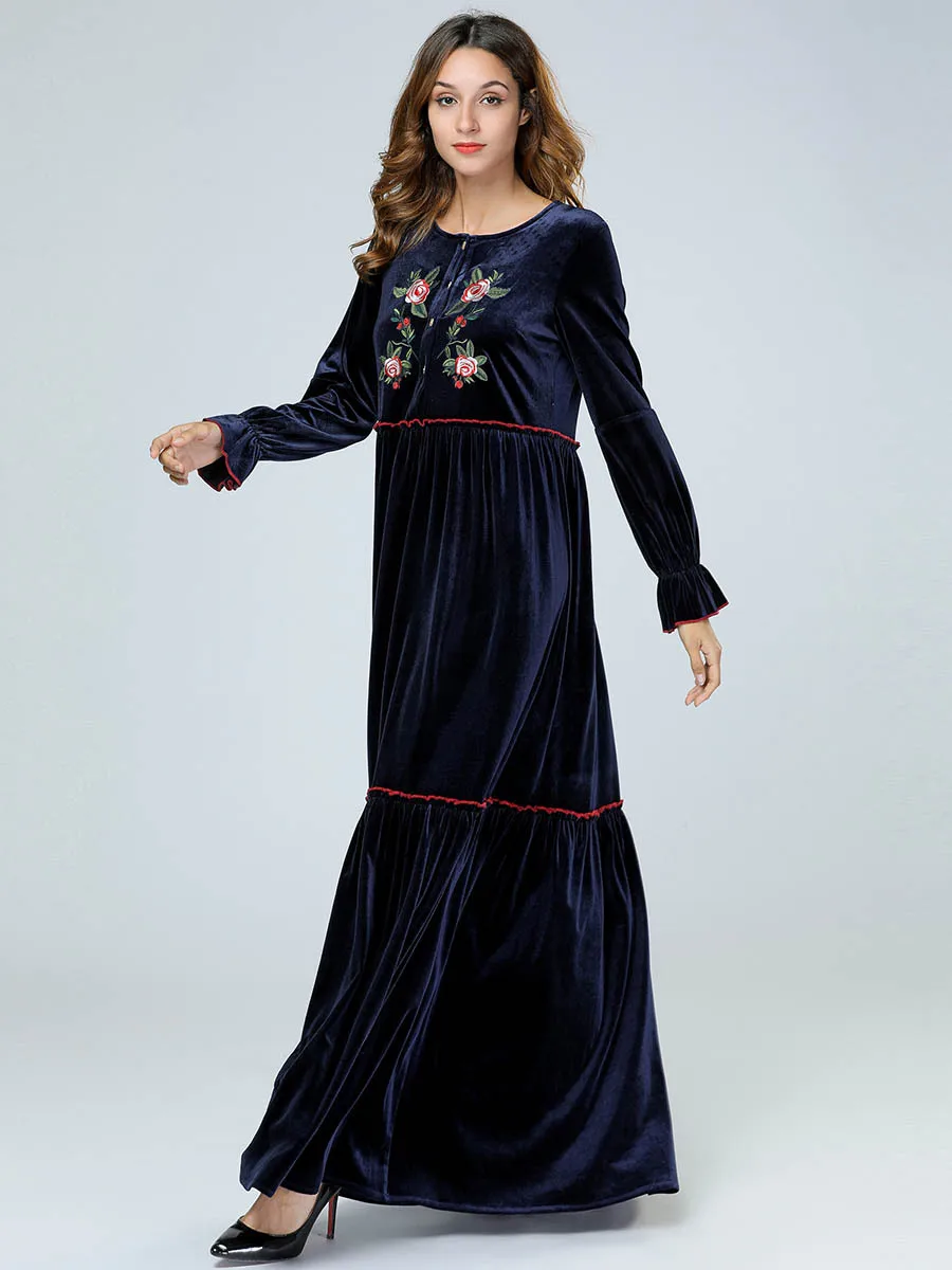 Abaya турецкий марокканский кафтан простой вышитый плиссированный кардиган