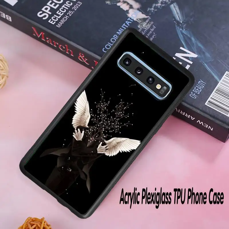 

Angel Wings Phone Case Acrylic Plexiglass TPU For Samsung Galaxy S8 S9 S10 s10e S20 PLUS ULTRA S6edge