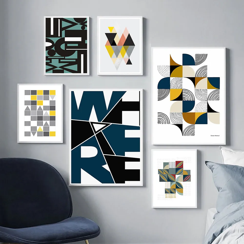 Постер с геометрическими фигурами Абстрактная Картина на холсте Современная