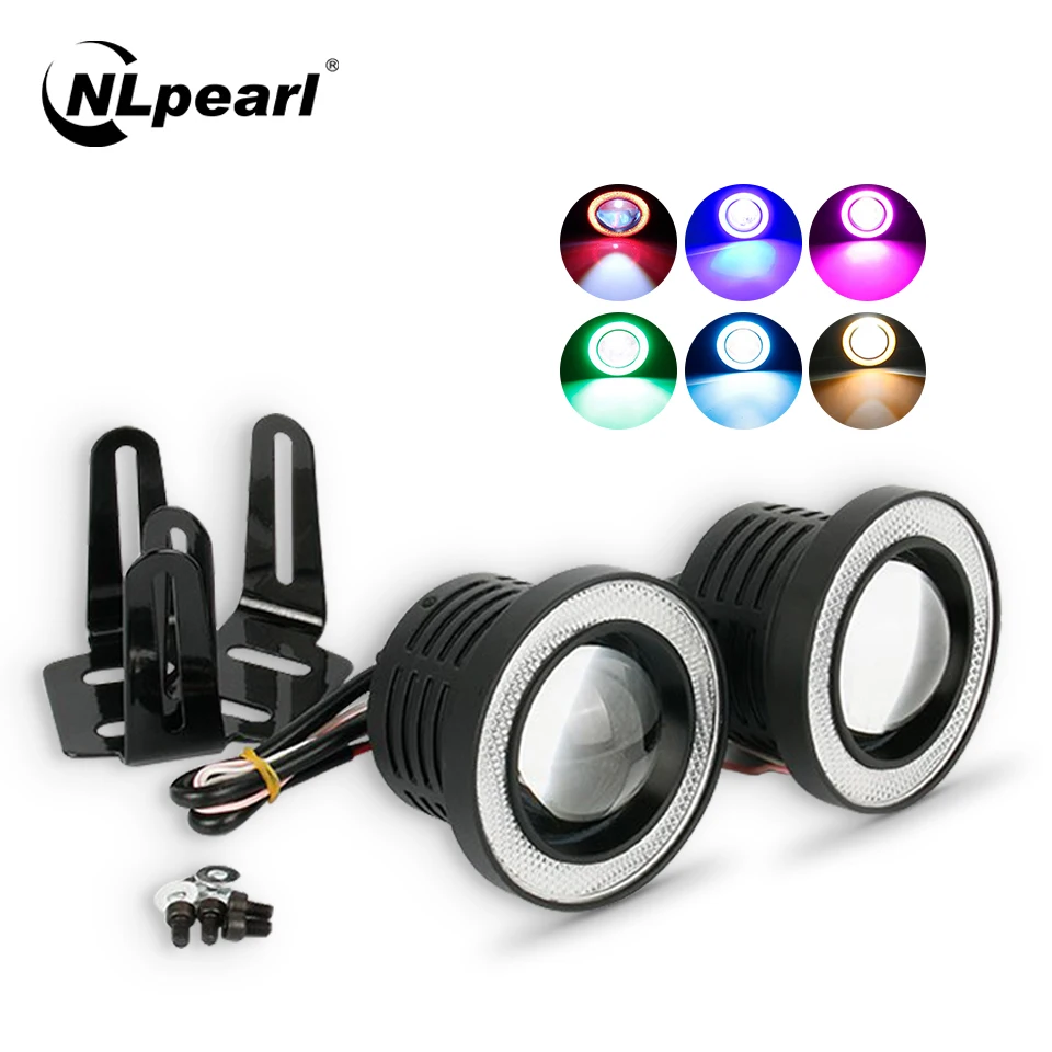 

Nlpearl 2x 30W DRL LED COB Angel Eyes Fog Lights Car Running Lights 12V 2.5 3.0 3.5 inch White Spotlight LED Fog Lamp Assembly
