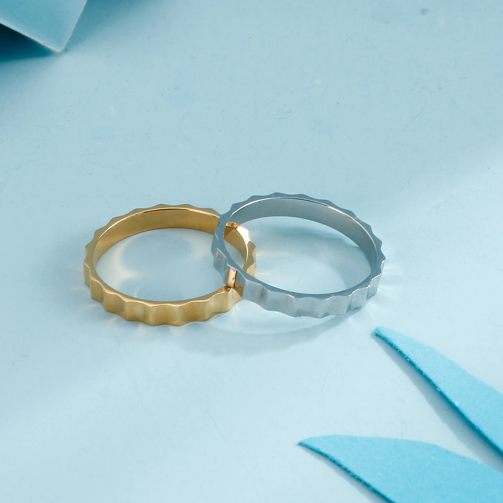 Мини-кольцо KALEN из нержавеющей стали с геометрической металлической волнистой