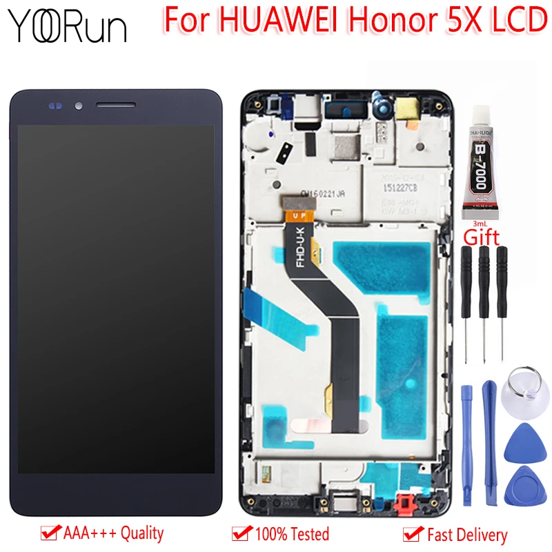 5," для huawei Honor 5X ЖК-дисплей сенсорный экран FHD AAA Качество дигитайзер сборка Замена для huawei GR5 дисплей KIW-L21