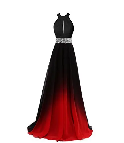 

BacklakeGirls Elegant Formal Party Prom Gowns Sexy V-neck Sleeveless Blue Black Red Chiffon Long Evening Dress 2020 Real Photos