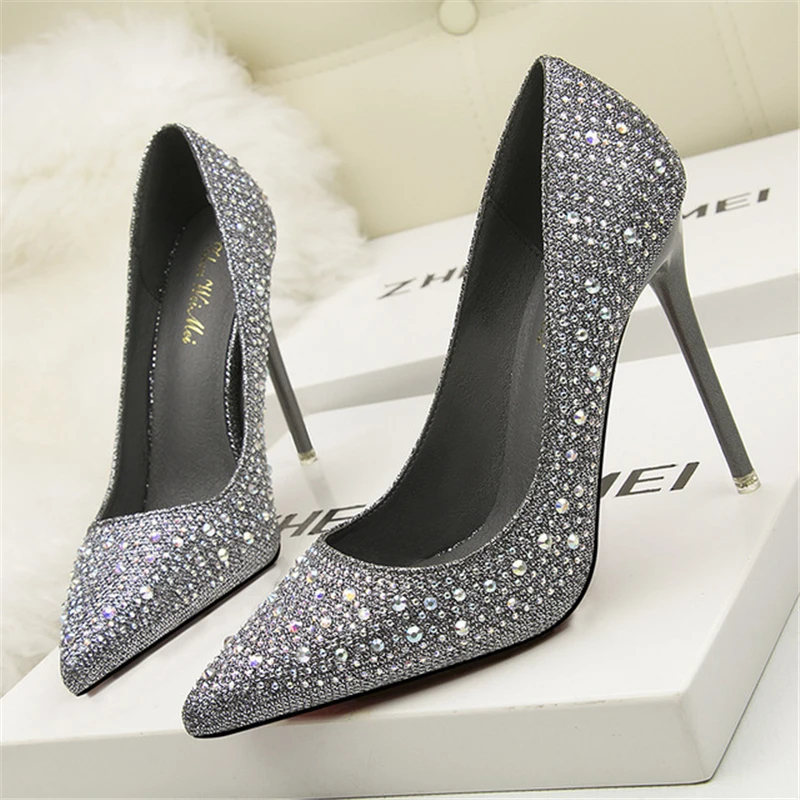

Wedding shoes crystal bride bridesmaid fashion new wild crystal stiletto high heel women's ball party princess crystal shoes