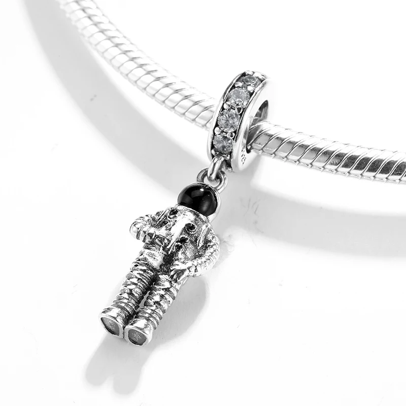 Подвеска в виде астронавта из серебра 925 пробы кулон прозрачного циркония