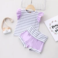 baby girl clothes set fashion baby clothes 2 pcs sets striped ruffles sleeveless t shirts topsshort pants newborn clothes 0 18m
