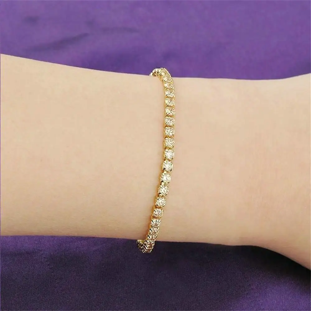 

Simple Ladies Bracelet Fashion Single Row Shiny Rhinestone Bracelet Jewelry Sexy Woman Party Prom Crystal Bracelet Accessories
