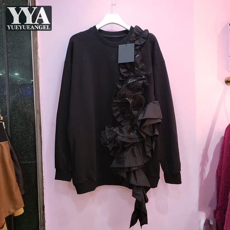 

Fashion Appliques Pullovers Women Harajuku Spring Long Sleeve T-Shirt Loose Fit Casual Tops Gothic T-Shirts Female Black Tees