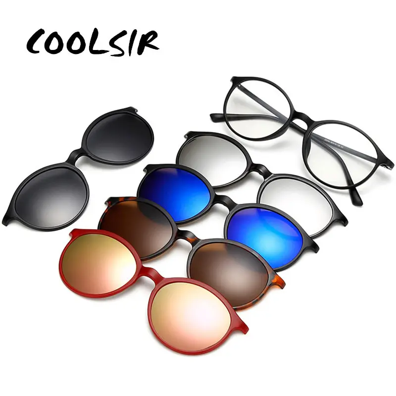 

COOLSIR Magnet Sunglasses Clip Magnetic with bag Clip on Sunglasses Men Polarized Clips Custom Prescription Myopia Night Vision