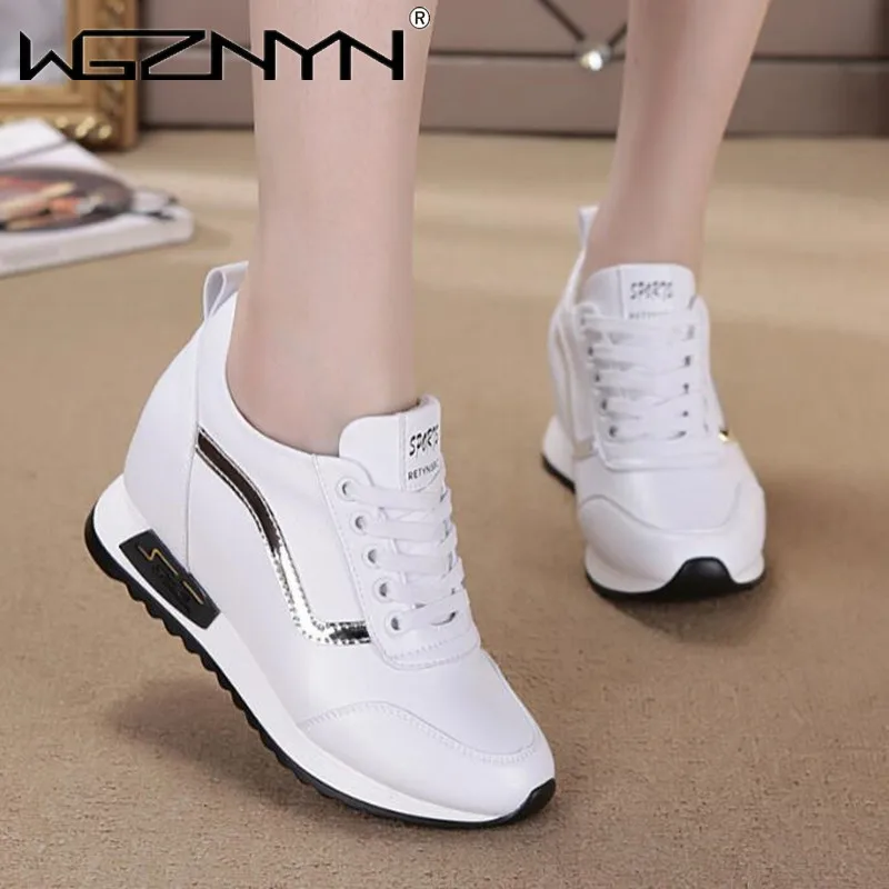 2022 NEW High Heel Shoes Women Platform Sneakers Ladies Shoes Comfortable Outdoor Walking Solid Casual Sport Shoes Basket Femme