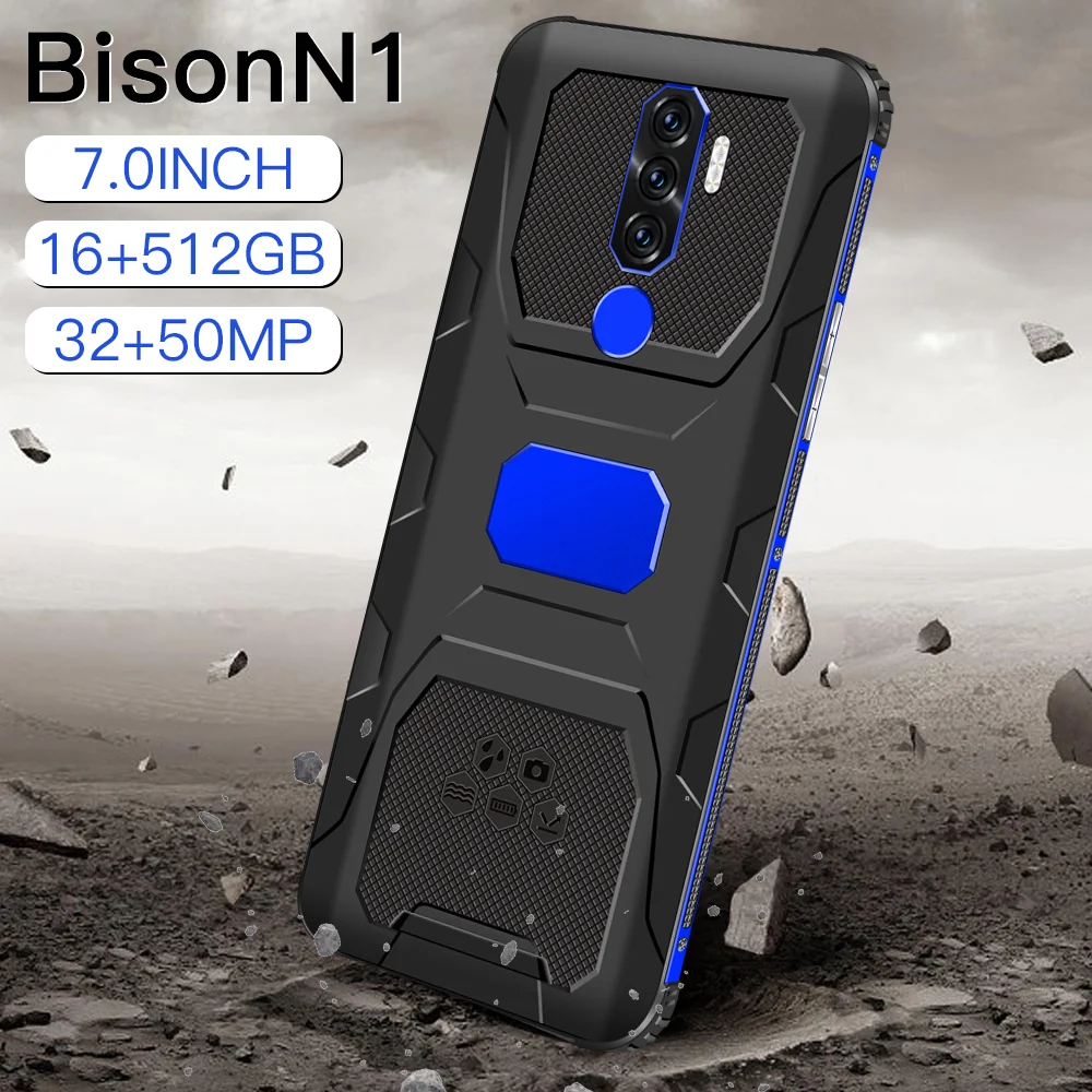 

Global Version Bison N1 7.0 Inch Full Screen 16+512GB 6800mah 5G 32+50MP HD Camera Android 11 Smartphone Face Fingerprint ID