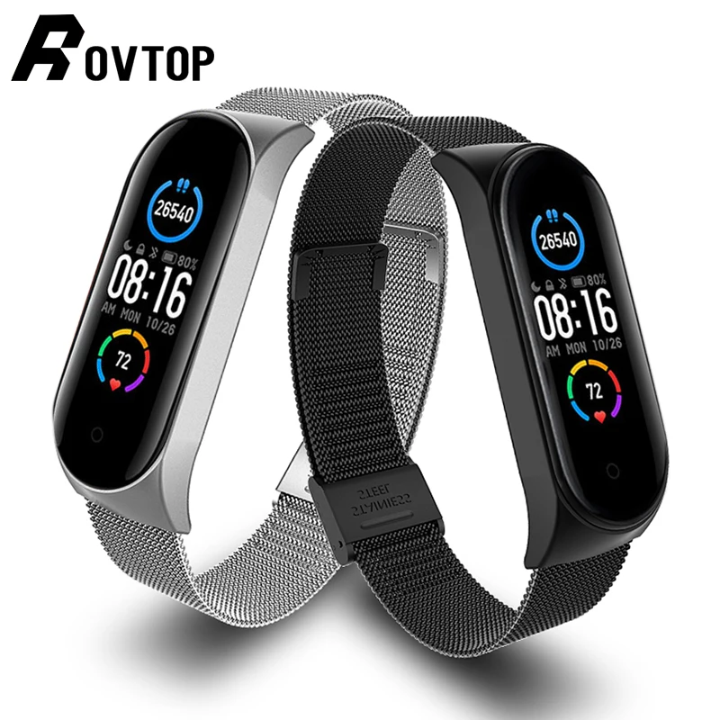 Металлический браслет для Xiaomi Mi Band 5 4 3 Безвинтовой ремешок из нержавеющей стали