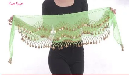 15 Belly Dance Waist Цепочка хип-шарф шифон трехслойная волна золотая монета талия Индия начинающий танец цепочка талии - Цвет: 15