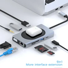 USB Type C HUB To HDMI-Compatible Docking Station RJ45 Lan Multi USB 3.0 PD VGA USB-C Hub for MacBook Pro Air Huawei Mate20