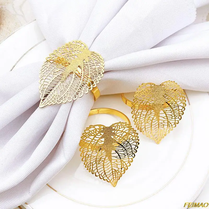 

1 Pc Leaves Napkin Ring Napkin Rings Set Holders Decorative Napkin Buckle Wedding Party Dinner Christmas Dinner Table Decoration
