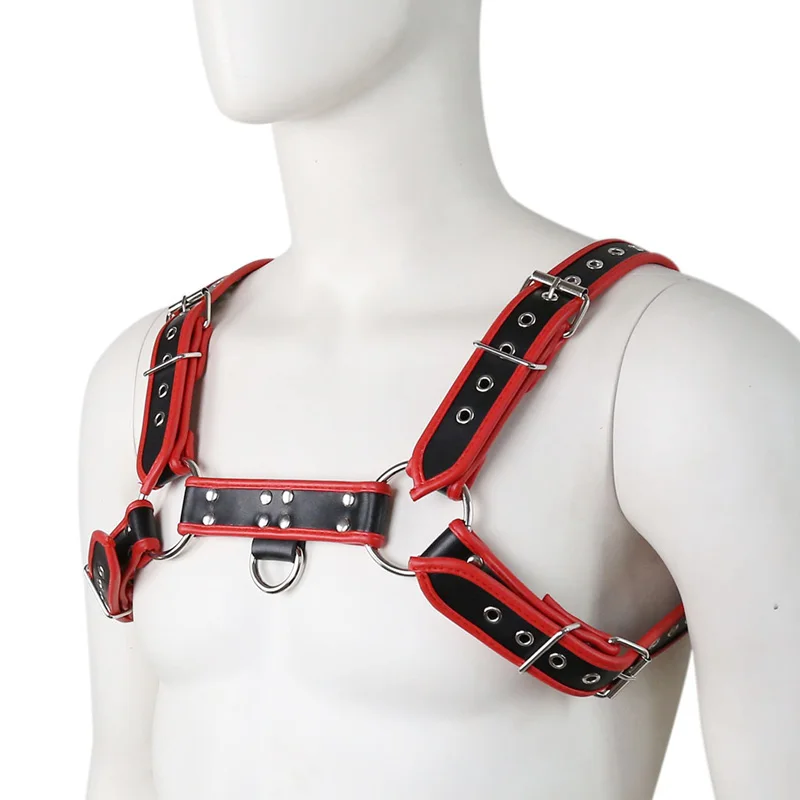 

Men Faux Leather Lingerie Punk Gothic Body Bondage Cage Strap Punk Adjustable Pin Buckle Chest Harness Belt For Male