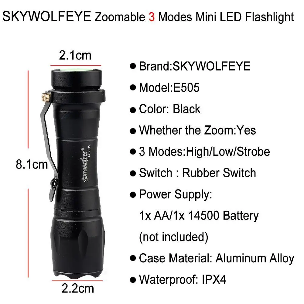 Светодиодный тактический вспышки светильник Масштабируемые 2000LM 3 режима фонарь