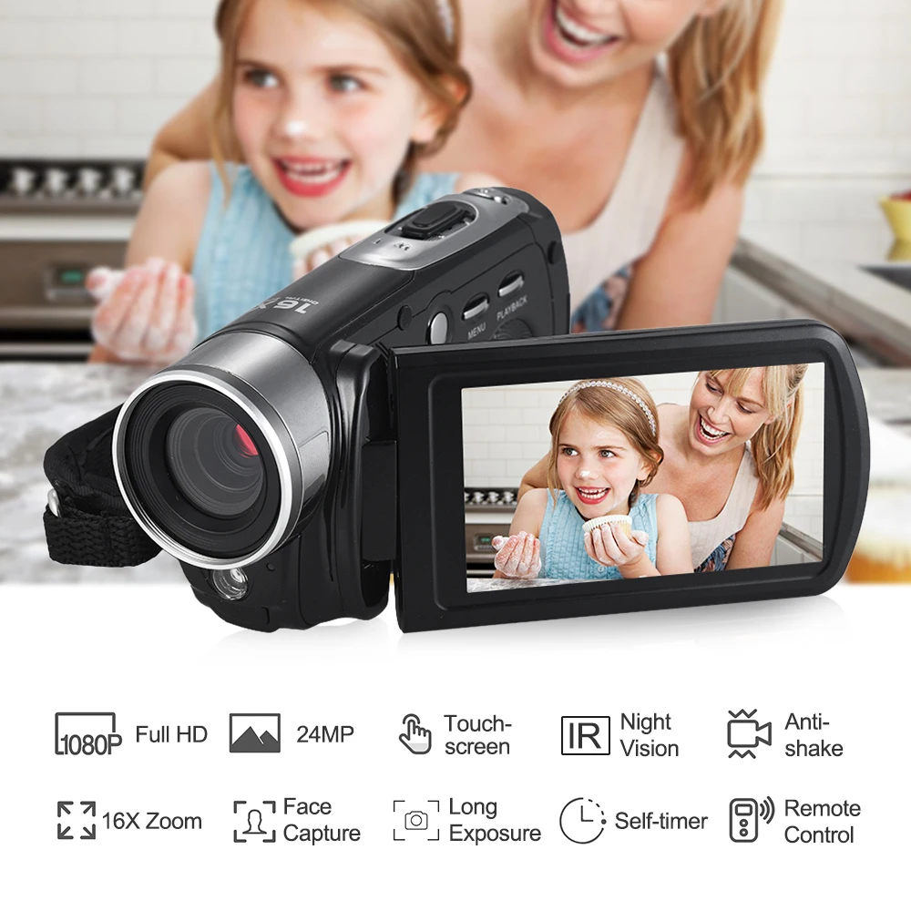 Цифровая видеокамера Andoer HD 460S 1080P FHD 24M DV ИК ночное видение 16 кратный зум функция